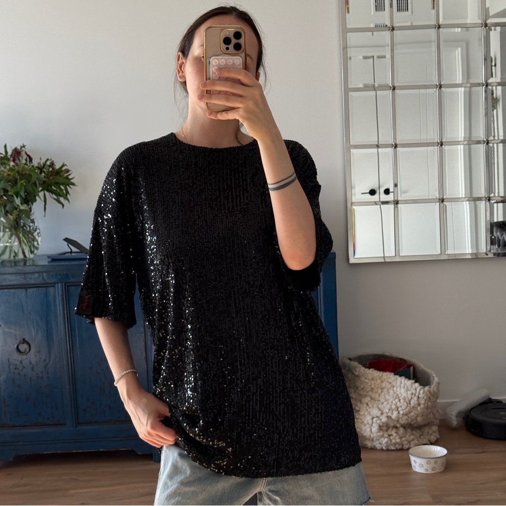 Black Sequin Women's Top